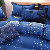Stars And Moon Blue Bedding Set Duvet Cover Pillow Sham Flat Sheet Teen Kids Boys Girls Bedding