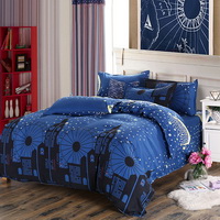 Stars And Moon Blue Bedding Set Duvet Cover Pillow Sham Flat Sheet Teen Kids Boys Girls Bedding