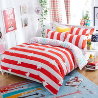 Stripes And Stars Red Bedding Set Duvet Cover Pillow Sham Flat Sheet Teen Kids Boys Girls Bedding
