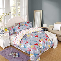 V Grey Bedding Set Duvet Cover Pillow Sham Flat Sheet Teen Kids Boys Girls Bedding