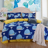 Whales Blue Bedding Set Duvet Cover Pillow Sham Flat Sheet Teen Kids Boys Girls Bedding