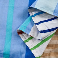 Colorful Stripes Blue 100% Cotton 4 Pieces Bedding Set Duvet Cover Pillow Shams Fitted Sheet