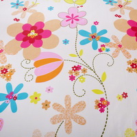 Dancing Flowers Beige 100% Cotton 4 Pieces Bedding Set Duvet Cover Pillow Shams Fitted Sheet