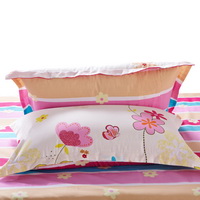 Dancing Flowers Beige 100% Cotton 4 Pieces Bedding Set Duvet Cover Pillow Shams Fitted Sheet