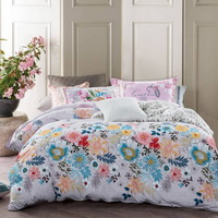 Flowers Blooming Pink 100% Cotton 4 Pieces Bedding Set Duvet Cover Pillow Shams Fitted Sheet