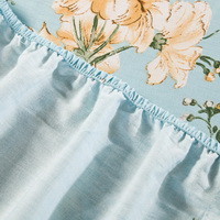 Girls Like Flowers Blue 100% Cotton 4 Pieces Bedding Set Duvet Cover Pillow Shams Fitted Sheet