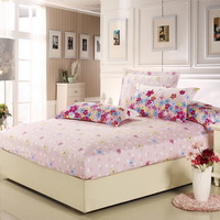 Heavenly Fragrance Pink 100% Cotton 4 Pieces Bedding Set Duvet Cover Pillow Shams Fitted Sheet