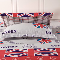 Hello London Red 100% Cotton 4 Pieces Bedding Set Duvet Cover Pillow Shams Fitted Sheet