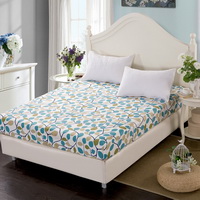 Leaves Blue 100% Cotton 4 Pieces Bedding Set Duvet Cover Pillow Shams Fitted Sheet