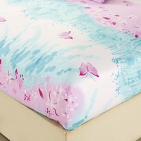 Love In Summer Blue 100% Cotton 4 Pieces Bedding Set Duvet Cover Pillow Shams Fitted Sheet