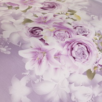 Loving Flowers Purple 100% Cotton 4 Pieces Bedding Set Duvet Cover Pillow Shams Fitted Sheet