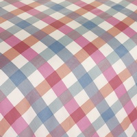 Plaids Pink 100% Cotton 4 Pieces Bedding Set Duvet Cover Pillow Shams Fitted Sheet