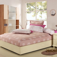 Plum Blossom Brown 100% Cotton 4 Pieces Bedding Set Duvet Cover Pillow Shams Fitted Sheet