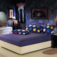 Polka Dots Blue 100% Cotton 4 Pieces Bedding Set Duvet Cover Pillow Shams Fitted Sheet