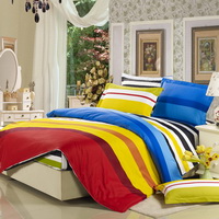 Rainbow Yellow 100% Cotton 4 Pieces Bedding Set Duvet Cover Pillow Shams Fitted Sheet