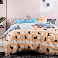 Sweet Honey Orange 100% Cotton 4 Pieces Bedding Set Duvet Cover Pillow Shams Fitted Sheet
