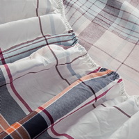 Tartan Orange 100% Cotton 4 Pieces Bedding Set Duvet Cover Pillow Shams Fitted Sheet