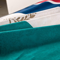 Uk Design Blue 100% Cotton 4 Pieces Bedding Set Duvet Cover Pillow Shams Fitted Sheet