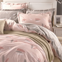 Feather Pink 100% Cotton Luxury Bedding Set Kids Bedding Duvet Cover Pillowcases Fitted Sheet