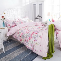 Flowers Pink 100% Cotton Luxury Bedding Set Kids Bedding Duvet Cover Pillowcases Fitted Sheet