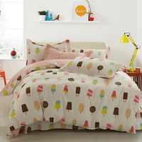 Ice Cream Beige 100% Cotton Luxury Bedding Set Kids Bedding Duvet Cover Pillowcases Fitted Sheet