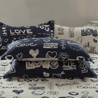 Love Blue 100% Cotton Luxury Bedding Set Kids Bedding Duvet Cover Pillowcases Fitted Sheet