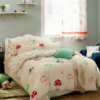 Mushroom Beige 100% Cotton Luxury Bedding Set Kids Bedding Duvet Cover Pillowcases Fitted Sheet