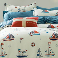 Sailing Beige 100% Cotton Luxury Bedding Set Kids Bedding Duvet Cover Pillowcases Fitted Sheet