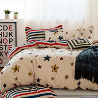 Star Beige 100% Cotton Luxury Bedding Set Kids Bedding Duvet Cover Pillowcases Fitted Sheet