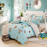 Weekend Blue 100% Cotton Luxury Bedding Set Kids Bedding Duvet Cover Pillowcases Fitted Sheet