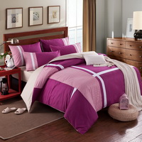 Beauty Wine 100% Cotton Luxury Bedding Set Stripes Plaids Bedding Duvet Cover Pillowcases Fitted Sheet