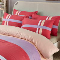 Charm Red 100% Cotton Luxury Bedding Set Stripes Plaids Bedding Duvet Cover Pillowcases Fitted Sheet