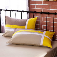 Fashion Yellow 100% Cotton Luxury Bedding Set Stripes Plaids Bedding Duvet Cover Pillowcases Fitted Sheet