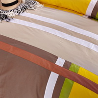 Fashion Yellow 100% Cotton Luxury Bedding Set Stripes Plaids Bedding Duvet Cover Pillowcases Fitted Sheet