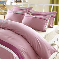 Gentle Pink 100% Cotton Luxury Bedding Set Stripes Plaids Bedding Duvet Cover Pillowcases Fitted Sheet