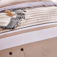 Go Brown 100% Cotton Luxury Bedding Set Stripes Plaids Bedding Duvet Cover Pillowcases Fitted Sheet