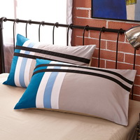 Ice Blue 100% Cotton Luxury Bedding Set Stripes Plaids Bedding Duvet Cover Pillowcases Fitted Sheet