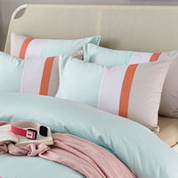 Midsummer Green 100% Cotton Luxury Bedding Set Stripes Plaids Bedding Duvet Cover Pillowcases Fitted Sheet
