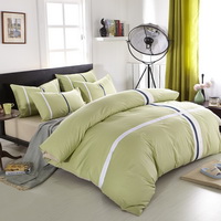Natural Green 100% Cotton Luxury Bedding Set Stripes Plaids Bedding Duvet Cover Pillowcases Fitted Sheet