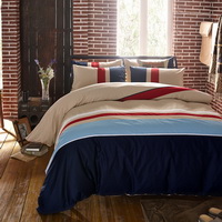Starlight Beige 100% Cotton Luxury Bedding Set Stripes Plaids Bedding Duvet Cover Pillowcases Fitted Sheet