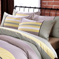Years Purple 100% Cotton Luxury Bedding Set Stripes Plaids Bedding Duvet Cover Pillowcases Fitted Sheet