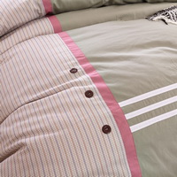 Youth Green 100% Cotton Luxury Bedding Set Stripes Plaids Bedding Duvet Cover Pillowcases Fitted Sheet