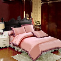 Pink And Light Purple Silk Duvet Cover Set Teen Girl Bedding Princess Bedding Set Silk Bed Sheet Gift Idea