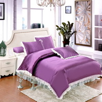 Purple And White Silk Duvet Cover Set Teen Girl Bedding Princess Bedding Set Silk Bed Sheet Gift Idea
