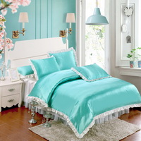 Water Blue And White Silk Duvet Cover Set Teen Girl Bedding Princess Bedding Set Silk Bed Sheet Gift Idea