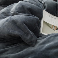 Gray Velvet Flannel Duvet Cover Set for Winter. Use It as Blanket or Throw in Spring and Autumn, as Quilt in Summer.