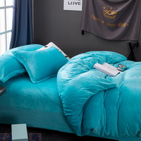 Lake Blue Velvet Flannel Duvet Cover Set for Winter. Use It as Blanket or Throw in Spring and Autumn, as Quilt in Summer.