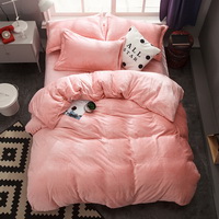 Peachy Pink Velvet Flannel Duvet Cover Set for Winter. Use It as Blanket or Throw in Spring and Autumn, as Quilt in Summer.