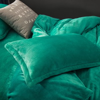 Peacock Green Velvet Flannel Duvet Cover Set for Winter. Use It as Blanket or Throw in Spring and Autumn, as Quilt in Summer.