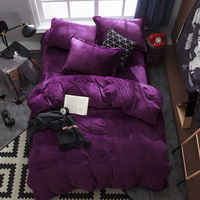 Purple Velvet Flannel Duvet Cover Set for Winter. Use It as Blanket or Throw in Spring and Autumn, as Quilt in Summer.